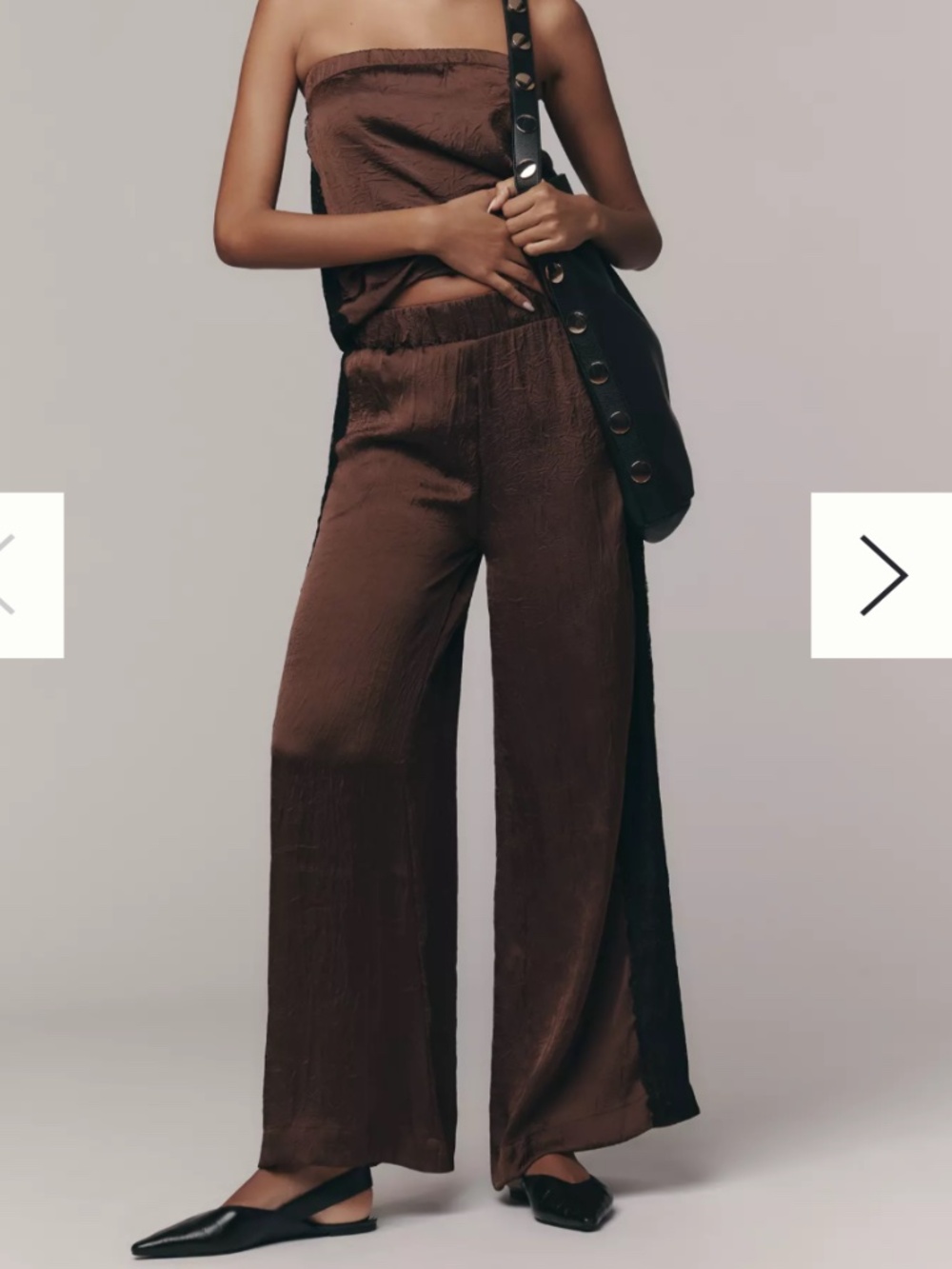 NWT Anthropologie Satin Lace Wide Leg Pant in Brown MP